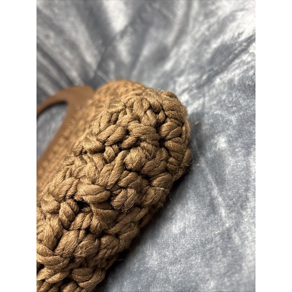 Vintage‎ Macrame Woven Purse Brown Oversized Handles 60s 70s Retro Hippie Boho - Picture 11 of 16